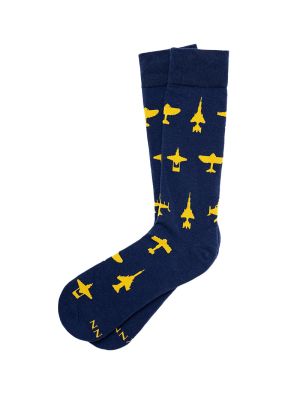 Navy Airplane Pattern Socks