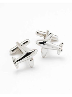 Silver Commercial Airplane Cufflinks