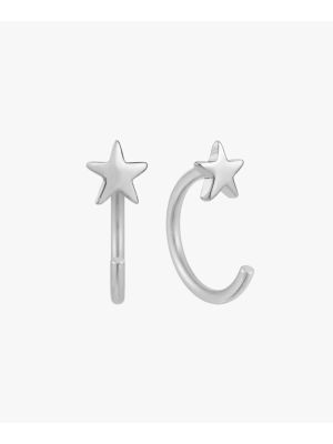 Little Star Silver Huggie Earrings