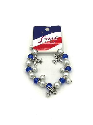 Blue Plane Glass Beaded Stretch Bracelet