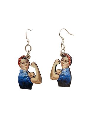 Rosie the Riveter Wood Earrings