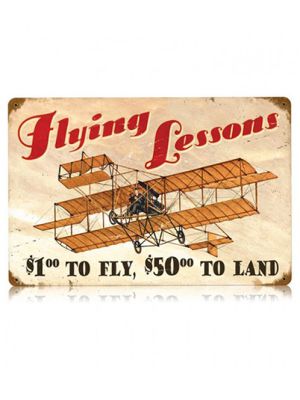 Flying Lessons Metal Sign