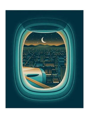 Airplane Window Night City Print