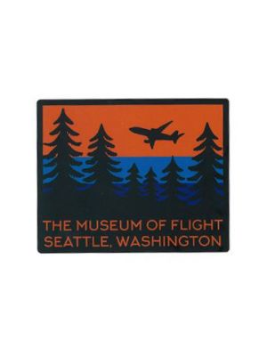TMOF Jet Plane Flying Over Evergreen Trees Sticker