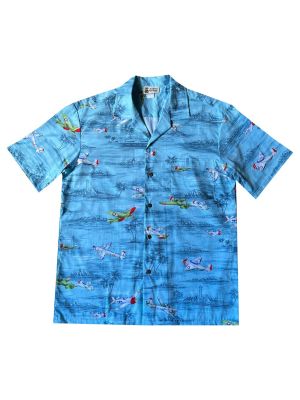 Blue WWII Hawaiian Shirt