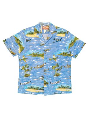 Navy Tropical Fighters Hawaiian Shirt