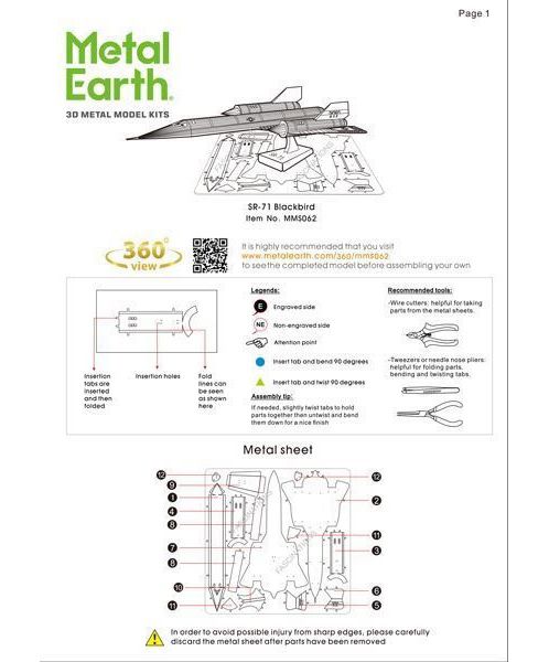 SR-71 Blackbird Metal Earth Model