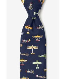 Navy Blue Vintage Warplanes Silk Tie