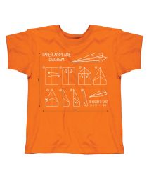 Orange Paper Airplane Diagram Youth Tee