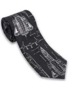 SR-71 Blackbird Silver and Black Blueprint Tie