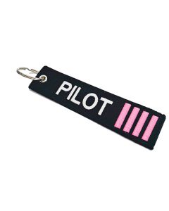 Pilot Stripes Pink Embroidered Keychain