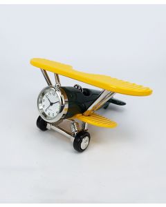 Yellow and Green Biplane Clock