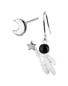 Astronaut Catching Star and Moon Earrings