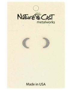 Hammered Silver Tone Crescent Moon Earrings