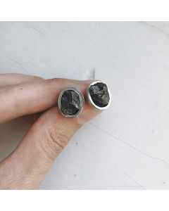 Raw Meteorite Oval Stud Earrings