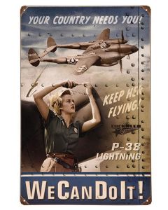 P-38 Lightning We Can Do It! Metal Sign