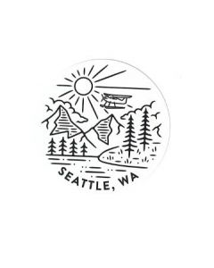 Floatplane Flying Over Mountains Sticker