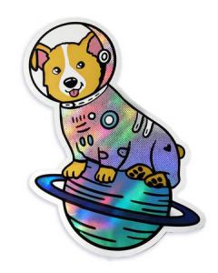 Space Corgi Astronaut Holographic Sticker