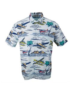 Seaplane Sky Blue Hawaiian Shirt