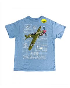 Blue P-40 Warhawk Blueprint Youth Tee