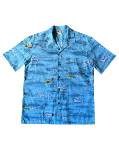 Blue WWII Hawaiian Shirt