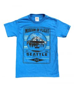 Rainier with Plane Silhoutte Turquoise Youth Tee