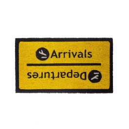 Made from Brown Coir ARRIVALS DEPARTURES DOORMAT Airplane Mat Non-Slip Backing 18x30 Arrivals /& Departures Reversible Doormat