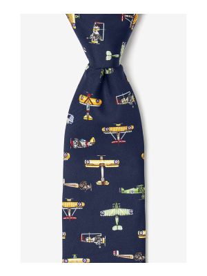 Navy Blue Vintage Warplanes Silk Tie