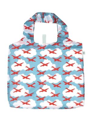 Vintage Red Airplane Reusable Tote Bag