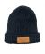 Compass Wings Leather Patch Navy Rib Knit Beanie
