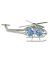 Silver Helicopter Crystal Ornament