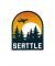Seattle Jet Flying Over Sun and Evergreens Sticker