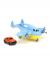 Blue and Yellow Cargo Plane with Car