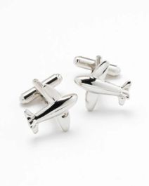 Silver Commercial Airplane Cufflinks