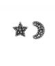 Marcasite Star and Moon Stud Earrings